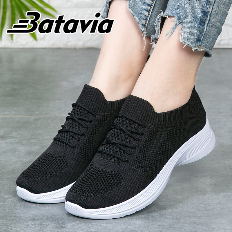 Batavia 2023 impor fashion Sepatu rajut wanita olahraga premium perempuan terbaru rajut adem antislip Sepatu rajut wanita sepatu lari anak perempuan Shoes Fashion Sport Original Pink Hitam Abu Grey kanvas sekolah korea Onlinemall N12