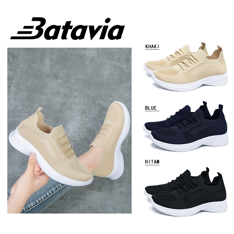 Batavia 2023 impor fashion Sepatu rajut wanita olahraga premium perempuan terbaru rajut adem antislip Sepatu rajut wanita sepatu lari anak perempuan Shoes Fashion Sport Original Pink Hitam Abu Grey kanvas sekolah korea Onlinemall N12