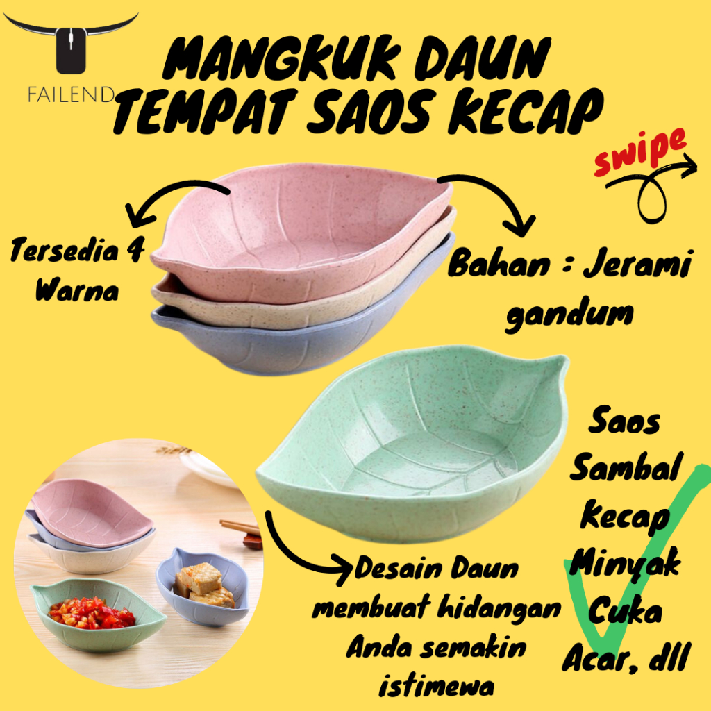 MANGKOK DAUN TEMPAT SAMBAL KECAP IMPOR HIGH QUALITY