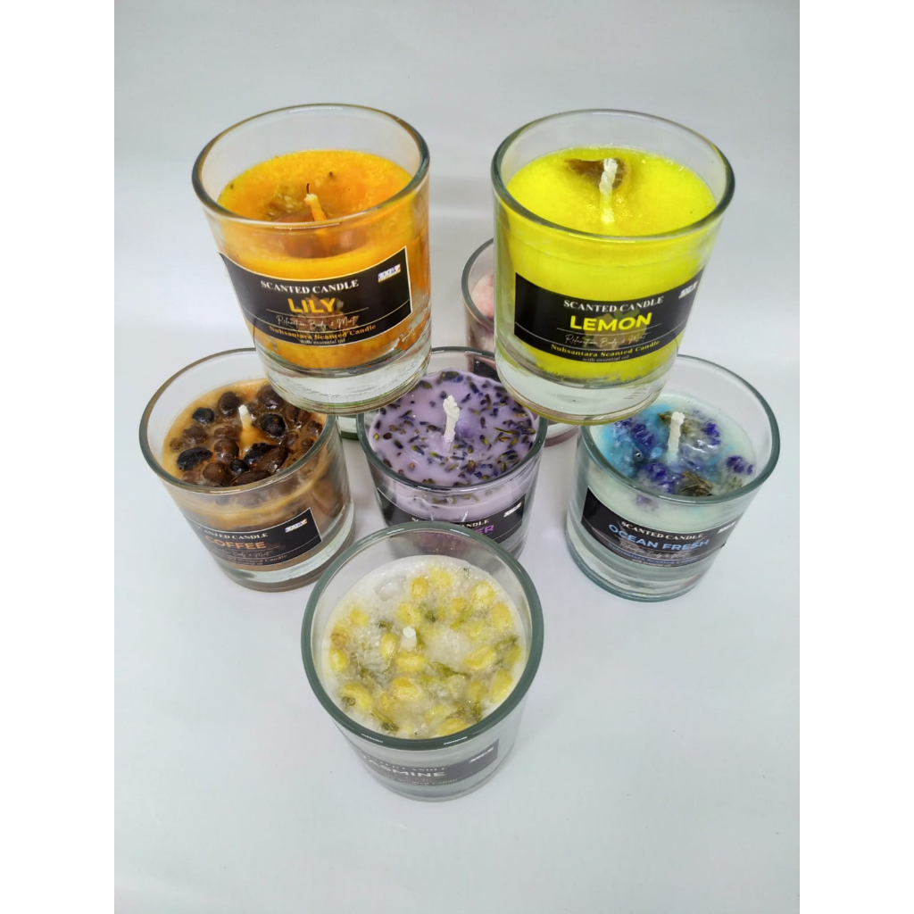 SCENTED CANDLE Lilin Aromaterapi 100% WAX 100% PREMIUM | Lilin Aroma Therapy With Essential Oil | Lilin Teraphy Berfungsi Sama Dengan DIffuser Essential Oil | Scented Candle Essential Oil