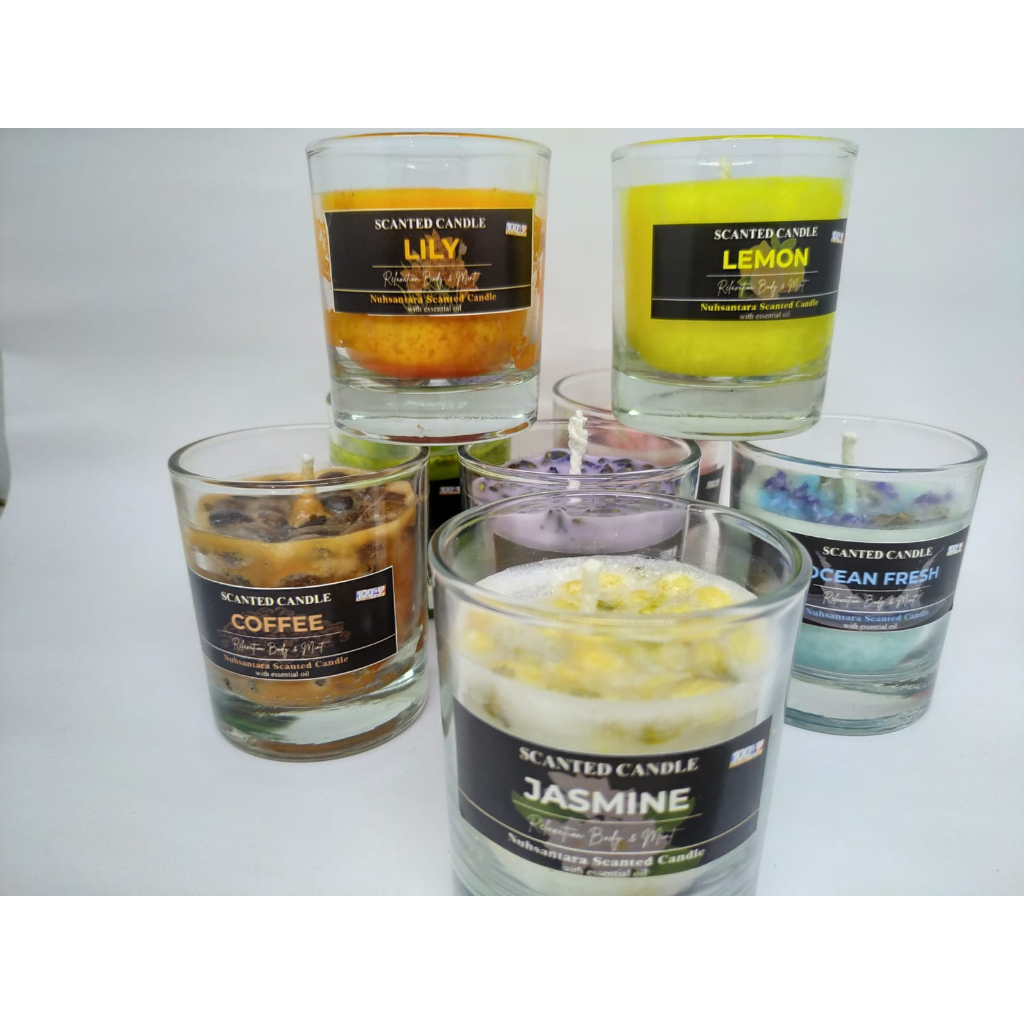 SCENTED CANDLE Lilin Aromaterapi 100% WAX 100% PREMIUM | Lilin Aroma Therapy With Essential Oil | Lilin Teraphy Berfungsi Sama Dengan DIffuser Essential Oil | Scented Candle Essential Oil