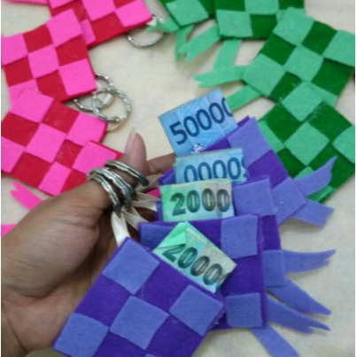 Amplop Karakter Ketupat Lebaran Flanel souvenir pernikahan/khitanan/gantungan kunci/Ampau lebaran?am