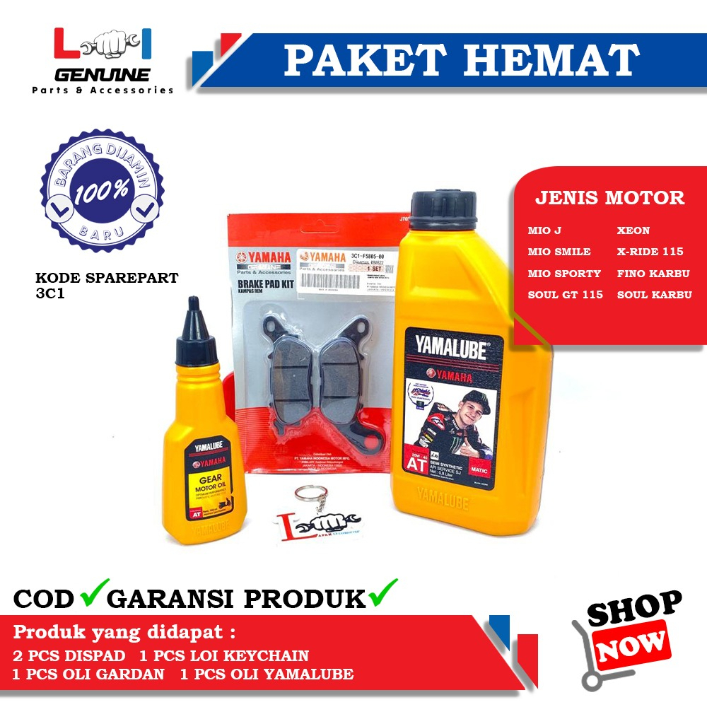 -LOI- PAKET SERVICE HEMAT YAMALUBE MATIC SET OLI YAMALUBE GEAR 100ML &amp; DISPAD MIO J, SOUL GT 115, SOUL KARBU, MIO SMILE, FINO FI 115, FINO KARBU, XRIDE 115