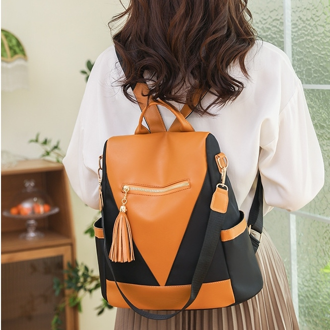 TAS RANSEL WANITA KOREA PREMIUM IMPORT REMAJA KEKINIAN BACKPACK KULIT MURAH COKLAT TEFANIA TA784B7 CEWEK GENDONG PUNGGUNG SEKOLAH KULIAH KERJA BESAR FASHION BATAM SIMPLE