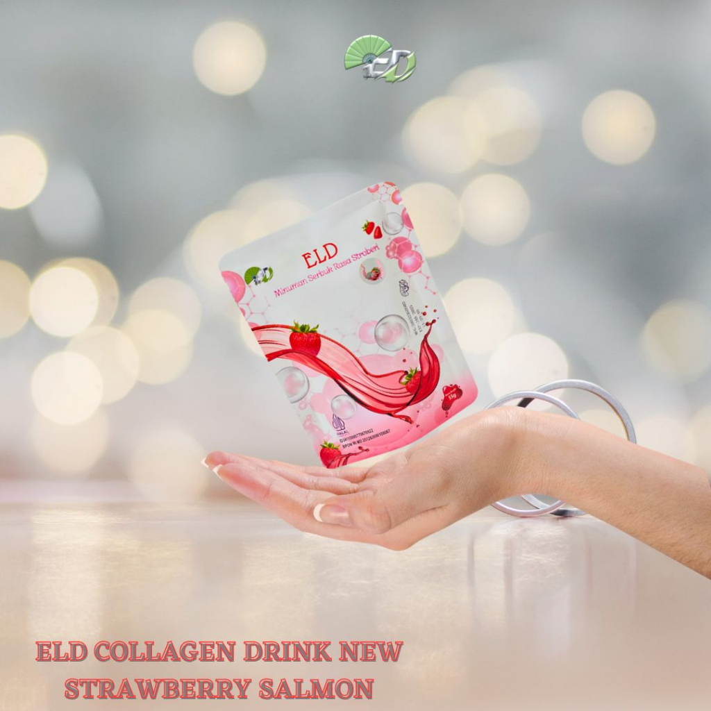 (TERBARU!!!) ELD Collagen Drink Rasa Strawberry DNA Salmon MInuman Pemutih Kulit 3x Lebih Cepat 55gr