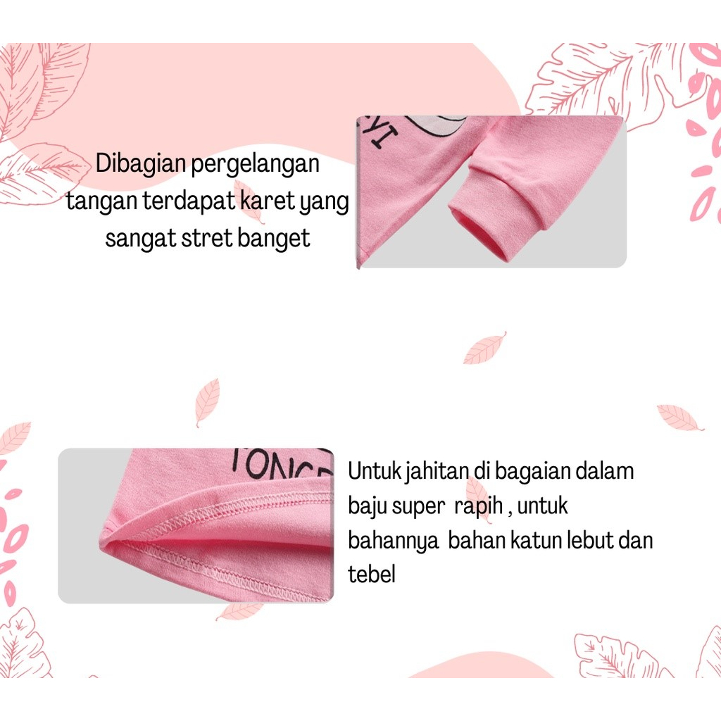 SUHU BABY Baju Tidur Anak / Setelan Piyama Bayi / Setelan Kaos Lengan Panjang Import Laki Laki Perempuan