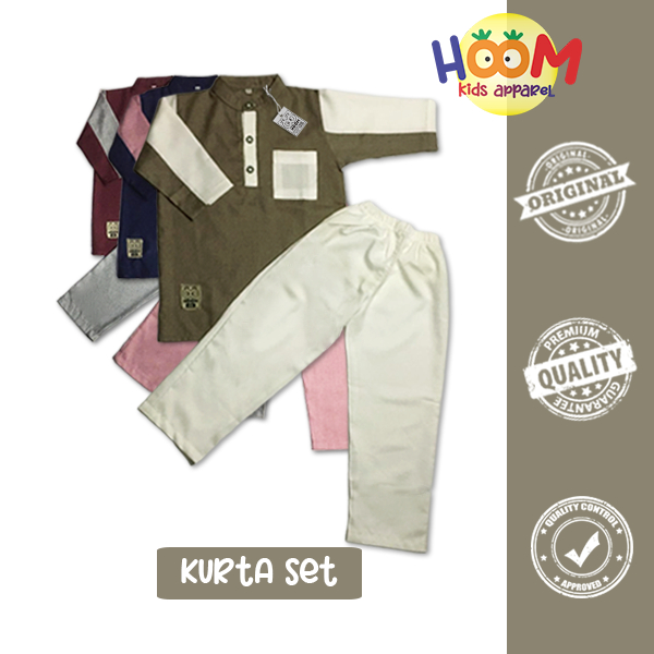 Kurta Set Anak Laki-Laki Bahan Katun Madina Usia 6-14 Tahun