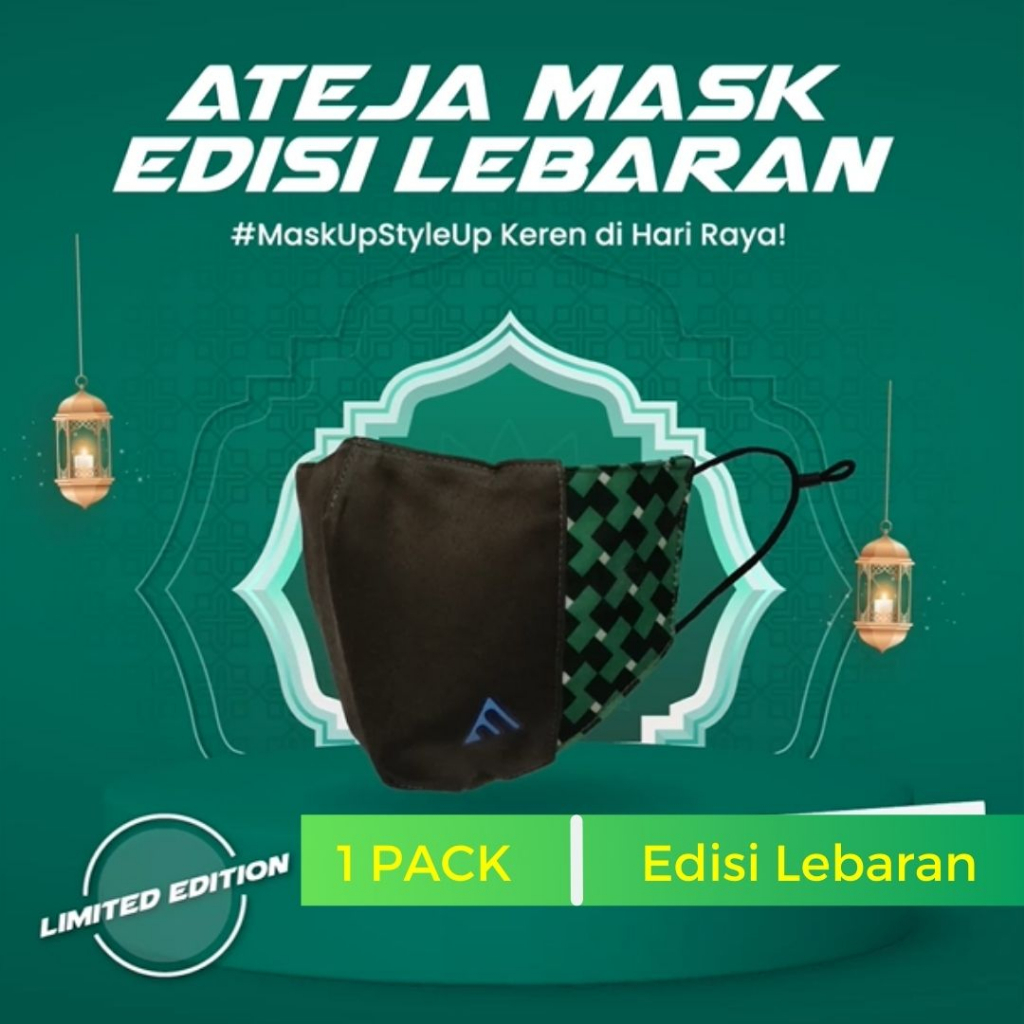 Masker Kain Duckbill 3 Lapis SNI - Ateja Mask Comfy Edisi Lebaran (1 pack isi 3 pcs)