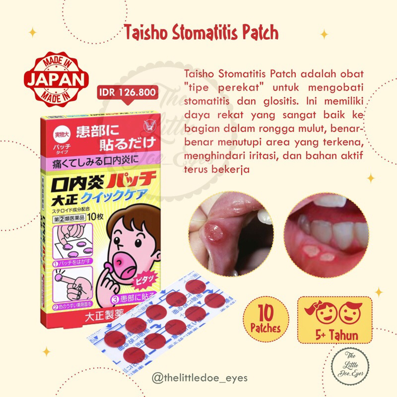 Taisho Stomatitis Patch Plaster/Tipe Sariawan anak EXP 10/2024