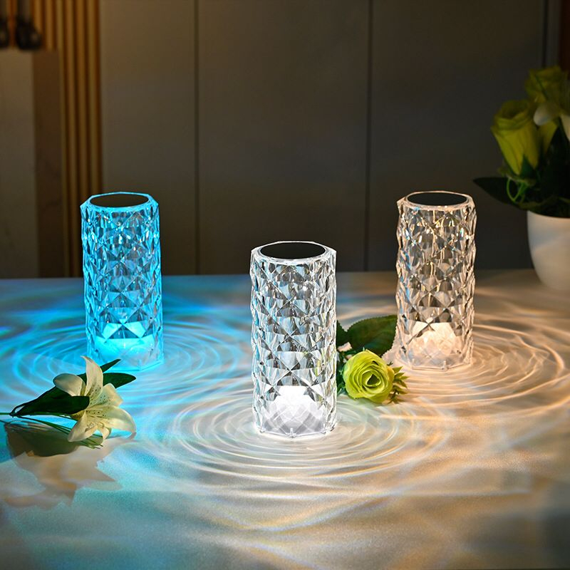 Lampu Meja Crystal Diamond Touch 16 Colour Light Lampu Hias Rose RGB