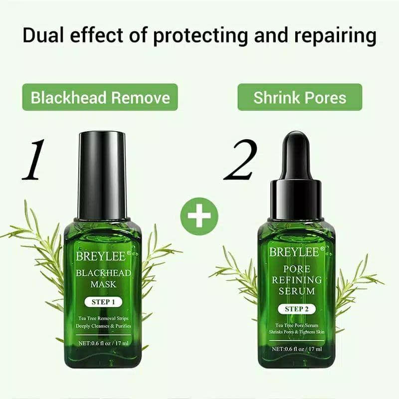 Breylee Blackhead Mask Step 1 Pengangkat Komedo &amp; Pore Minimizer Serum Step 2 Pengecil Pori Pori