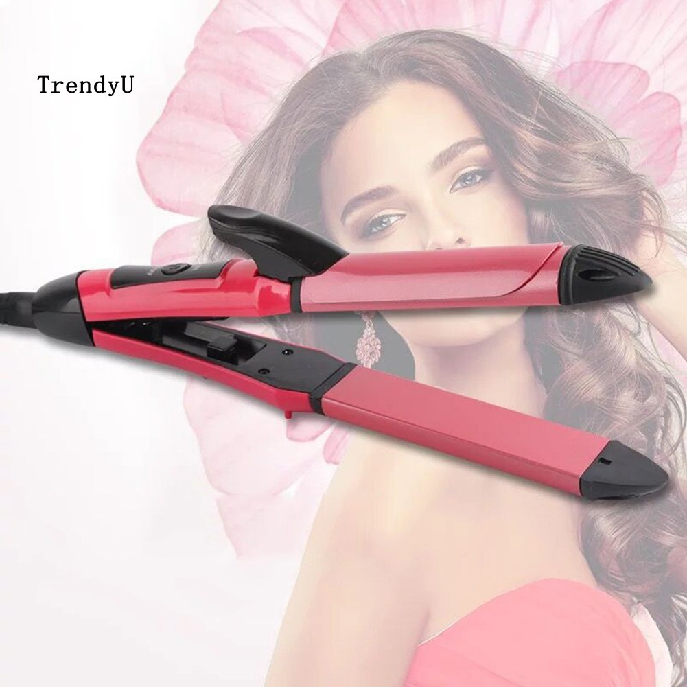 TDU 2 in 1 Ceramic Multifunction Adjustable Hair Straightener Curler Hairstyling Iron NOVA Catok Rambut Pelurus Rambut Kriting Catokan Sisir Serit Bahan Stainless Steel untuk Kutu Kucing Anjing