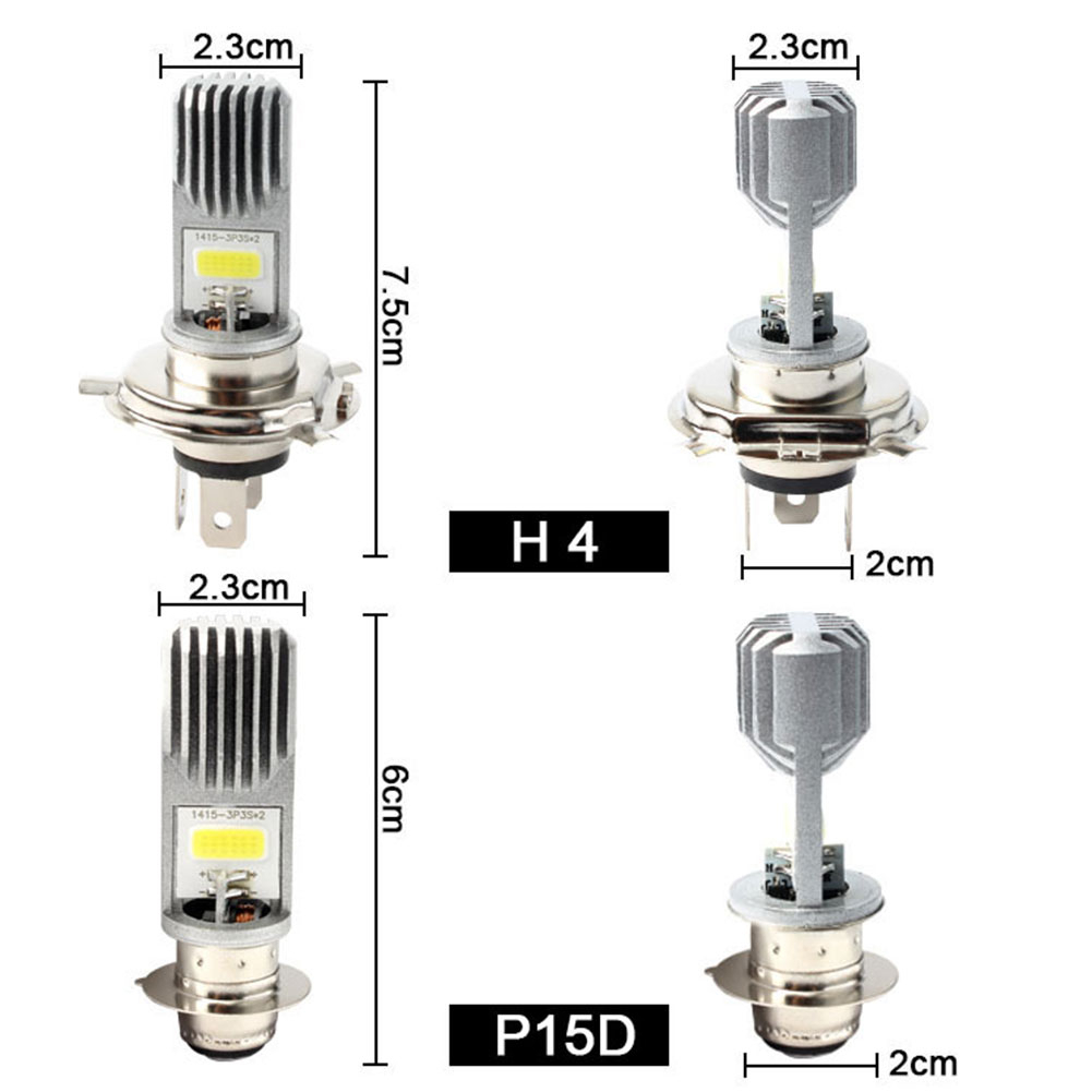 Lampu Motor LED P15D Super Terang Dual COB M2B LED Dome 12V 36V H6 8W White Warna Putih