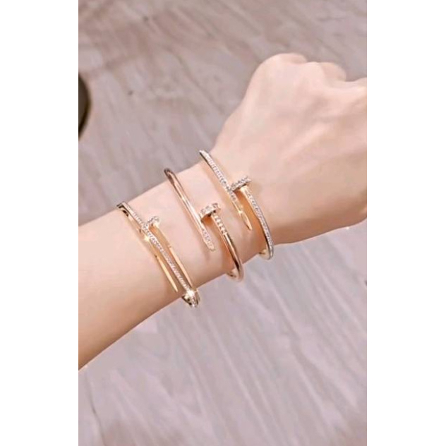 Matlaine - Gelang Wanita Bermerek Paku Gold Korea Titanium Xuping Anti Karat Anti Hitam Anti Alergi