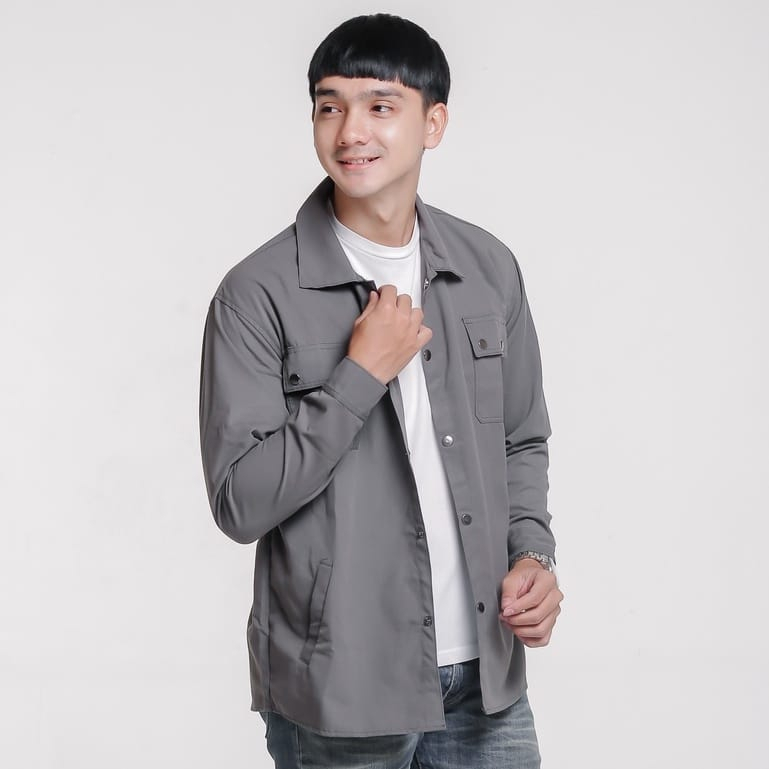 KEMEJA SEMI PARKA PRIA Bahan Canvas TR/Kemeja Pria/Hem Pria/Kemeja Polos