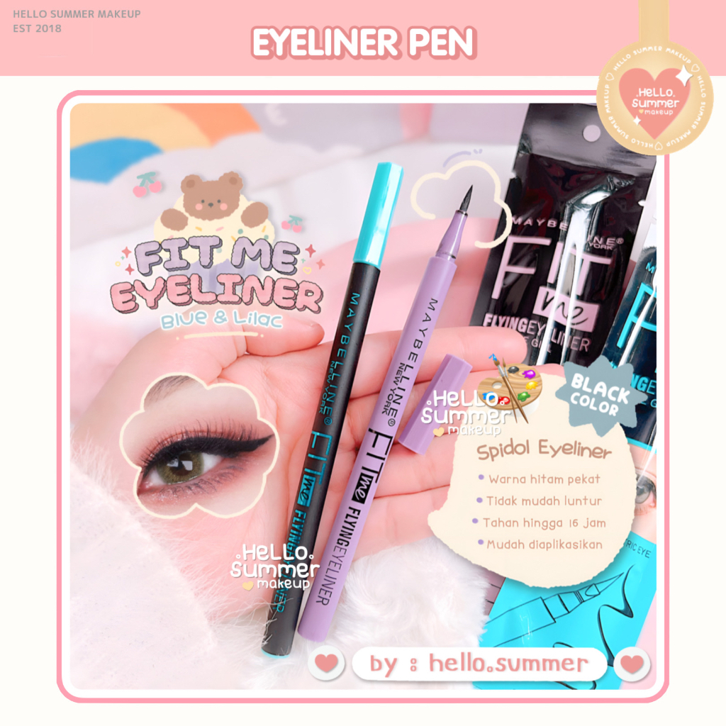 Fit Me! Lilac Liquid Eyeliner Pen Waterproof Black Pigemnted Tahan Lama Waterproof