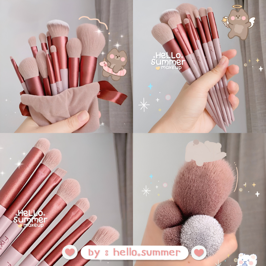 Fix Professional Kuas Makeup Brush Set 13pcs + Pouch Lengkap High Quality