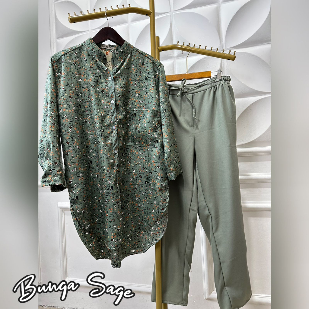 Saffa Setelan Wanita Motif Bunga Jasmine Bahan Syakila Size Standar - Jumbo XXl