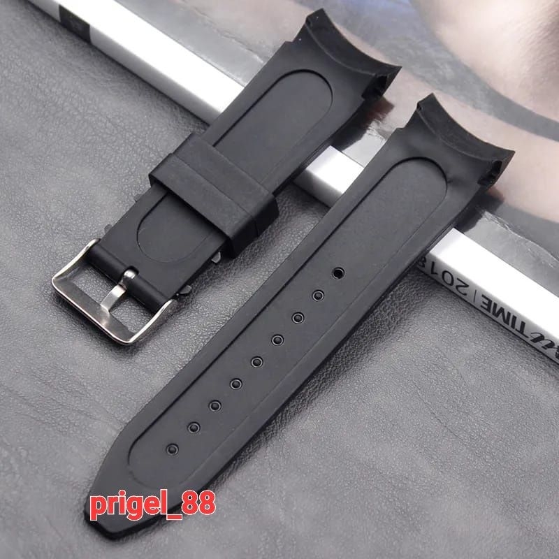 Strap Tali Karet Silikon Model Curved 22mm 24mm 26mm Hitam Berkwalitas