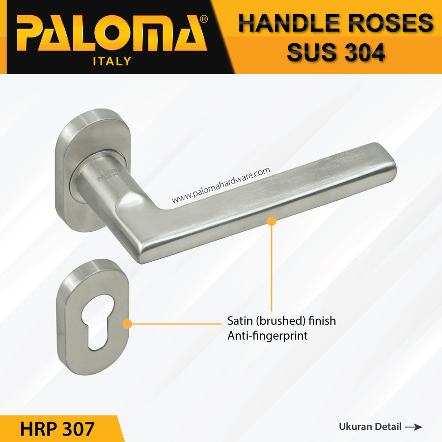 Handle Pintu Roses PALOMA HRP 307 LHT RUBEN OV SS STAINLESS STEEL