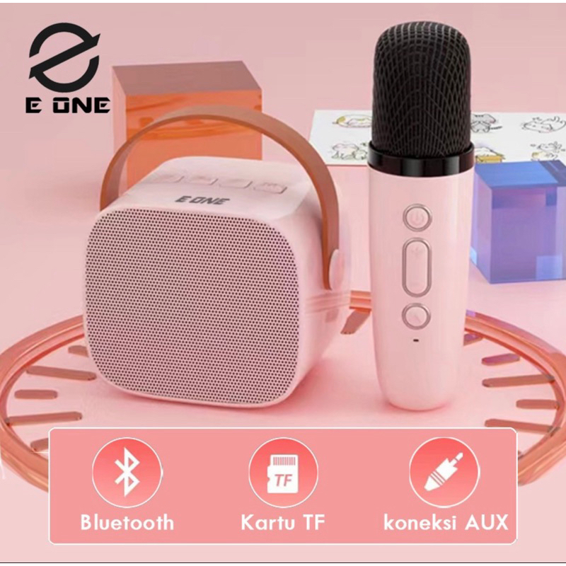 E ONE mini speaker bluetooth karaoke set lengkap speaker bluetooth mic wireless