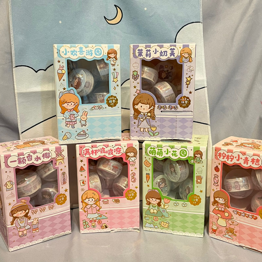 

Paket Washitape 6 Roll Box Bening - GACHA ROLL MOTIF CUTE SZ 63 - washi tape cute girl kado unik bungkus gambar hadiah sovenir alat tulis kerja sekolah kantor lucu