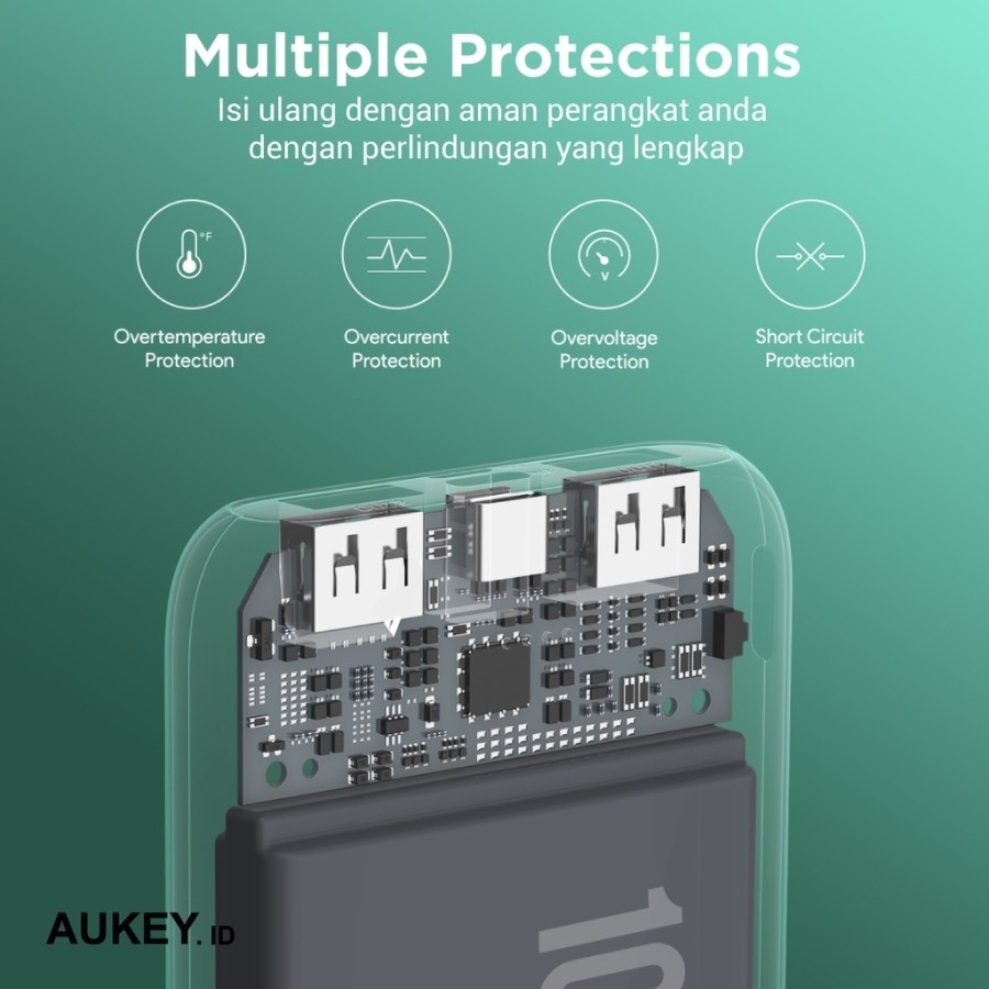 AUKEY PB-N99 - BASIX SLIM II Series - 10000mAh Ultra-Thin Powerbank - Garansi Distributor Resmi 24 Bulan