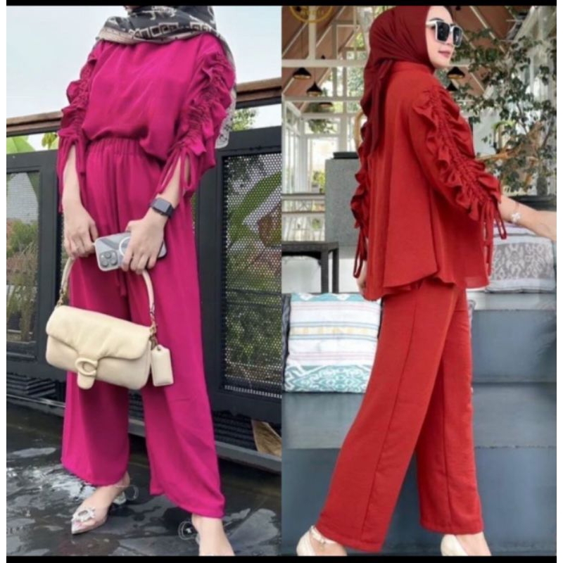 SET YURA//ONE SET CRINGCLE//SETELAN CRINGCLE SETELAN SERUT SETELAN WANITA MUSLIM SET MUSLIM ONE SET 