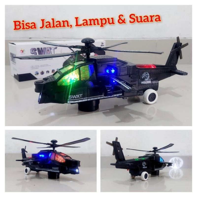 MAINAN HELIKOPTER APACHE BUMP GO BATRE - HELI ANAK EDUKATIF BATERAI