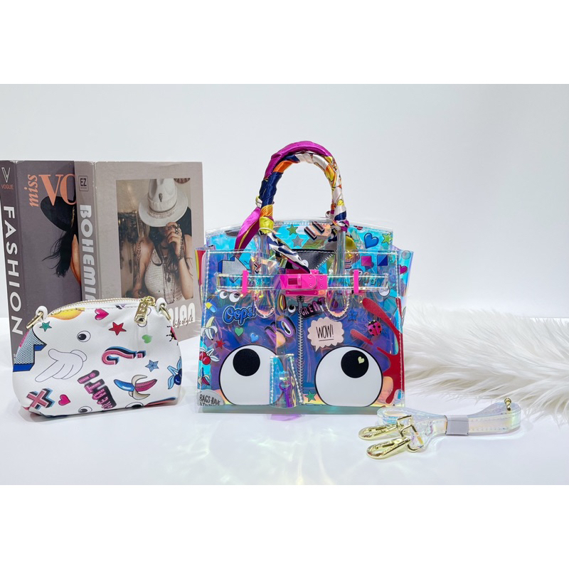 Tas Wanita Import Lodhye Eye Theme Printed Hologram Tote Bag Small Size - SF 1985#