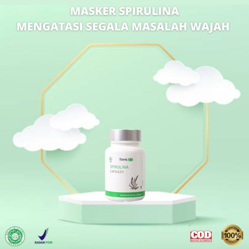 SPIRULINA TIENS 30 KAPSUL || MASKER SPIRULINA TIENS || MASKER JERAWAT || MASKER KOMEDO || MASKER BOP