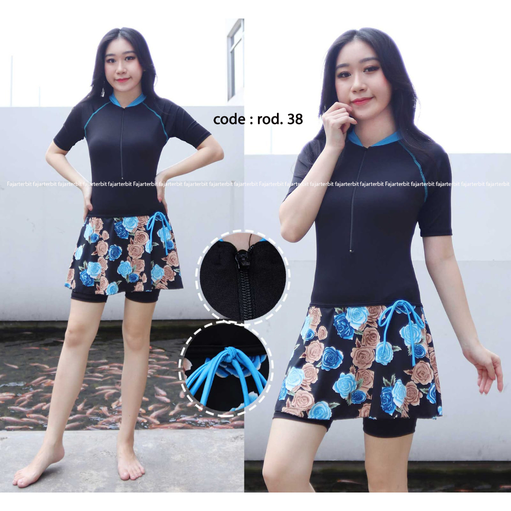 BAJU RENANG WANITA DEWASA/BAJU RENANG ROK PENDEK SIAP KIRIM