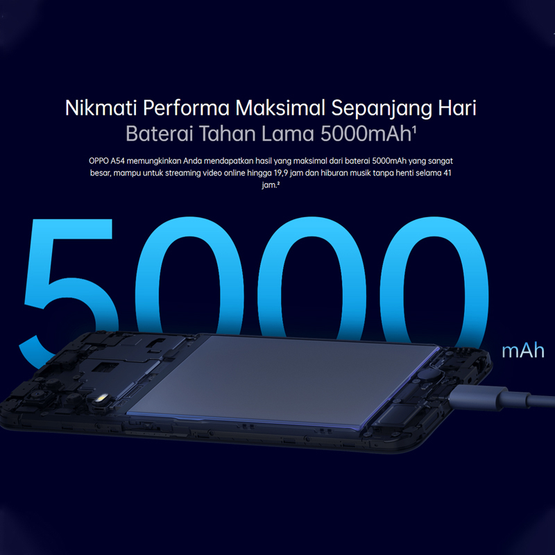 OPPO A54 6GB/128GB Garansi Resmi IPX4 Water Resistant, 16MP Selfie Camera, 5000mAh Battery, 18W Fast Charging, Eye-care Neo Display Garansi Resmi