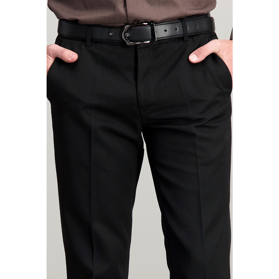 Lesta Langgeng Celana Formal Pria Slimfit Bahan Kain Drill Warna Hitam Panjang