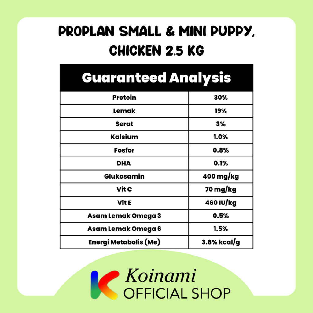 Proplan Small &amp; Mini Puppy Health Growth &amp; Development Chicken 2,5kg / Makanan Anak Anjing Kecil