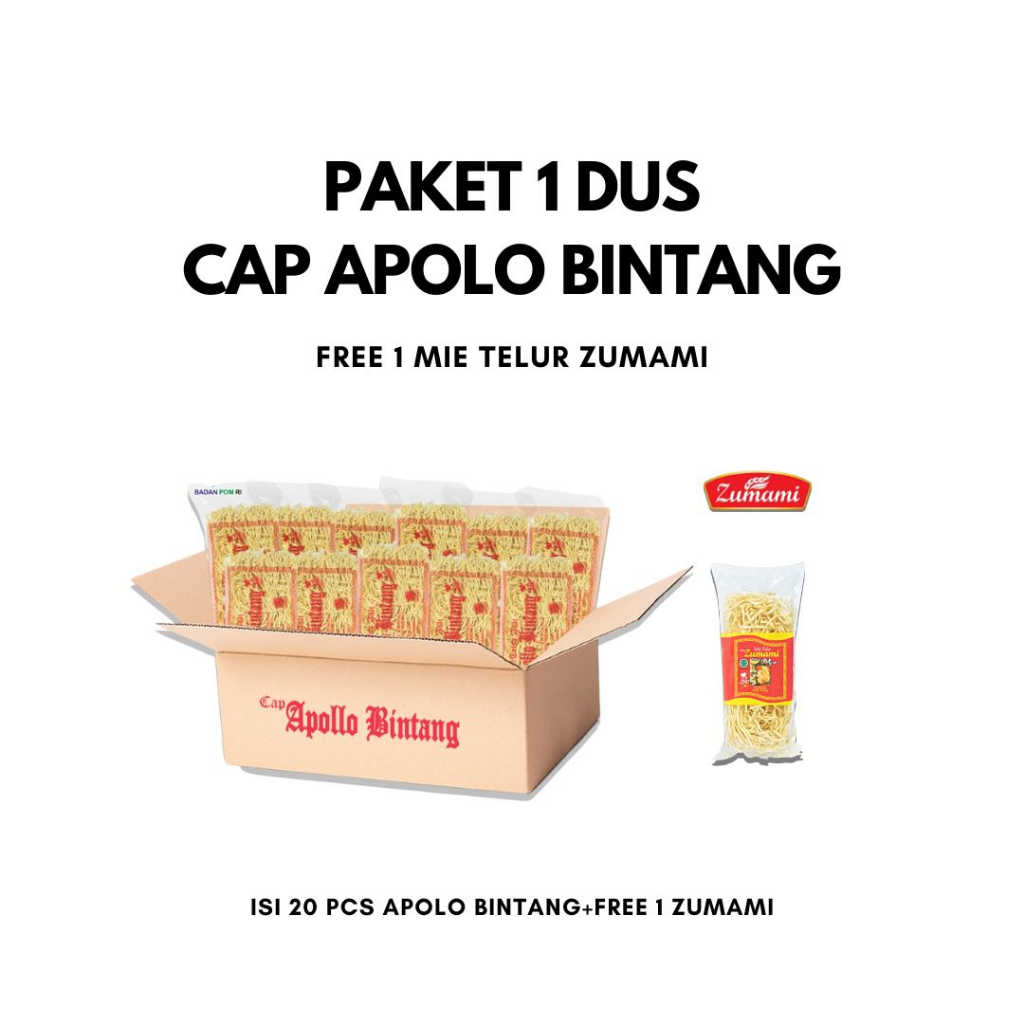 

PAKET 1 DUS MIE TELUR APOLLO BINTANG FREE 1PCS MIE TELUR ZUMAMI/MIE TELUR/TELUR ZUMAMI/MIE