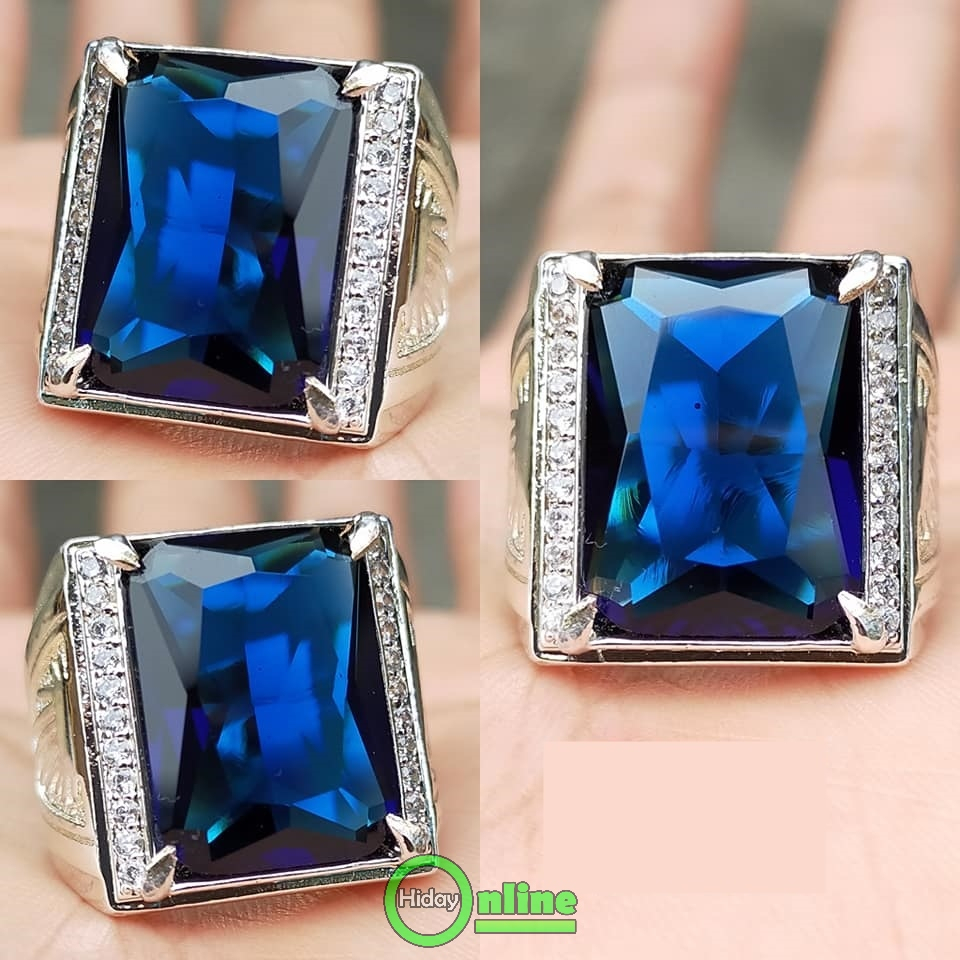 CINCIN PERMATA KING SAFIR ROYAL BLUE KOTAK OCTAGON