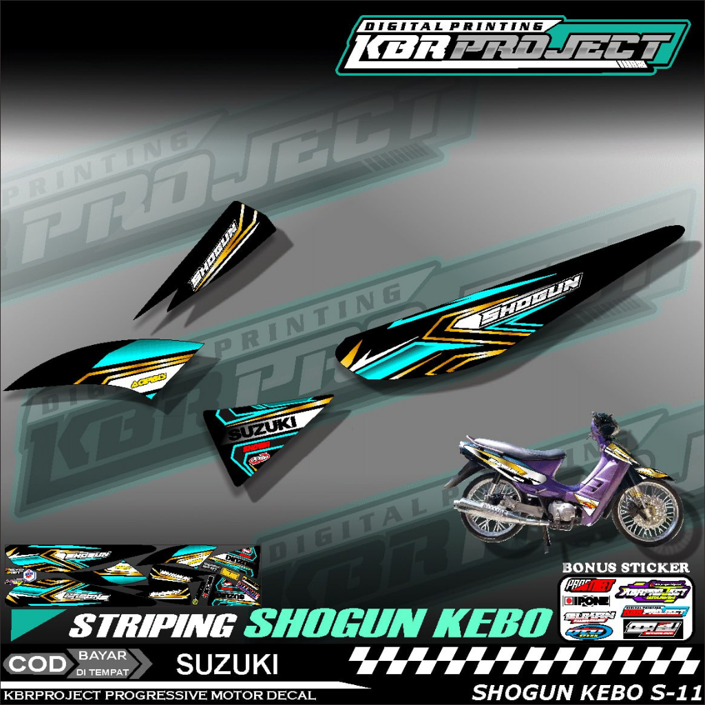SHOGUN KEBO STIKER MOTOR KEREN Stiker Striping Desain Racing S.11 Bisa Cod