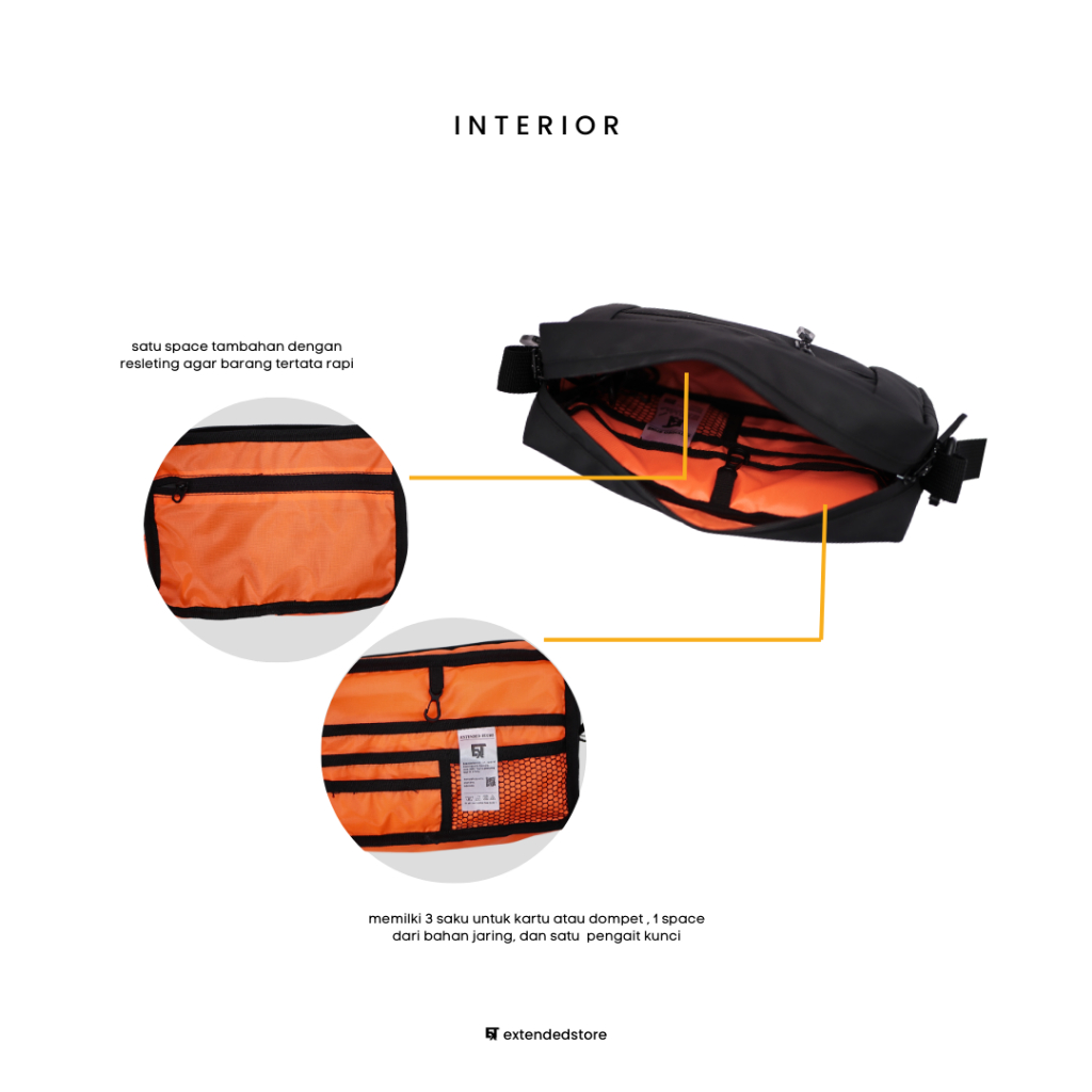 Extended Croos - Tas Selempang Pria Waterproof Sling Bag Anti Air Clutch Bag Hand bag Pria