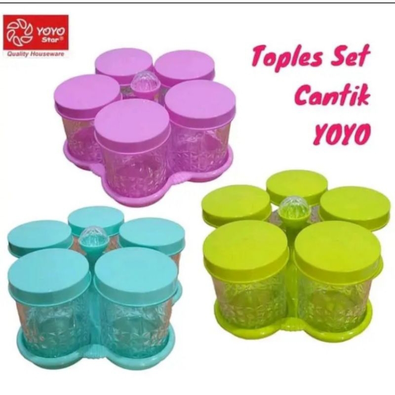 toples Plastik Yoyo Star 5 daun/toples lebaran/toples set