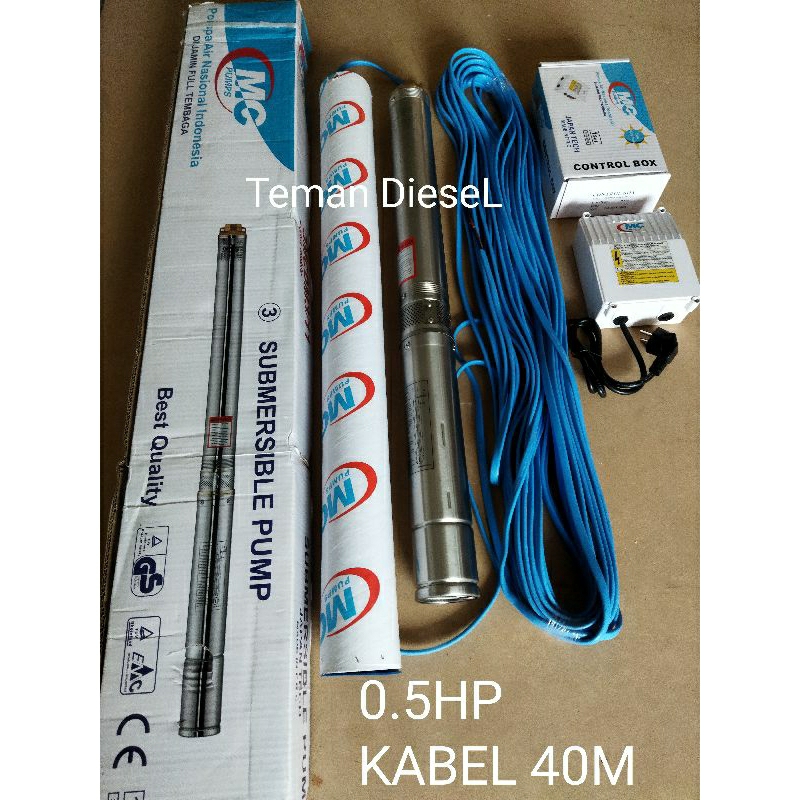 Pompa Satelit MCpump Nasional 3" 0.5Hp plus kabel biru tersambung 40M Pompa sibel Submersible