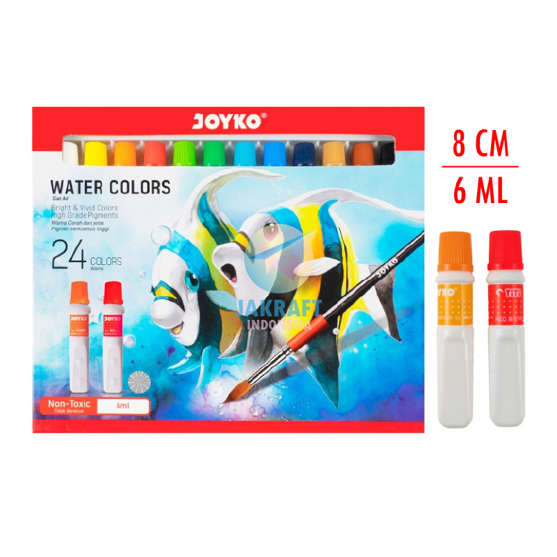 

(24 Pcs) Cat Air JOYKO Watercolor Set 24 Warna WAC-6ML-24C Water Color Aman 6ml Berkualitas