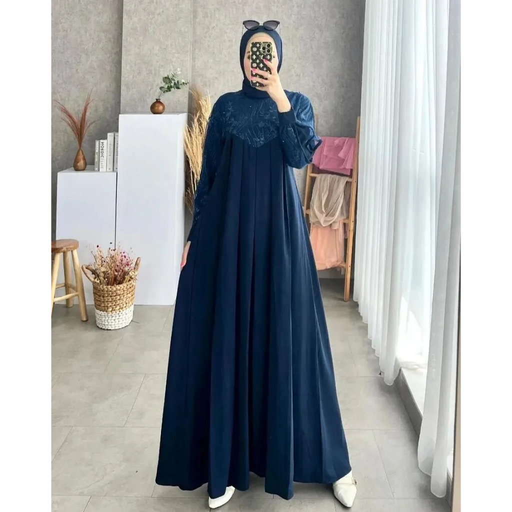 Gbr / Gamis Brukat Terbaru 2023mewah Kekinian Lebaran Wanita Import / Lili Dress Toyobo Kombi Brukat