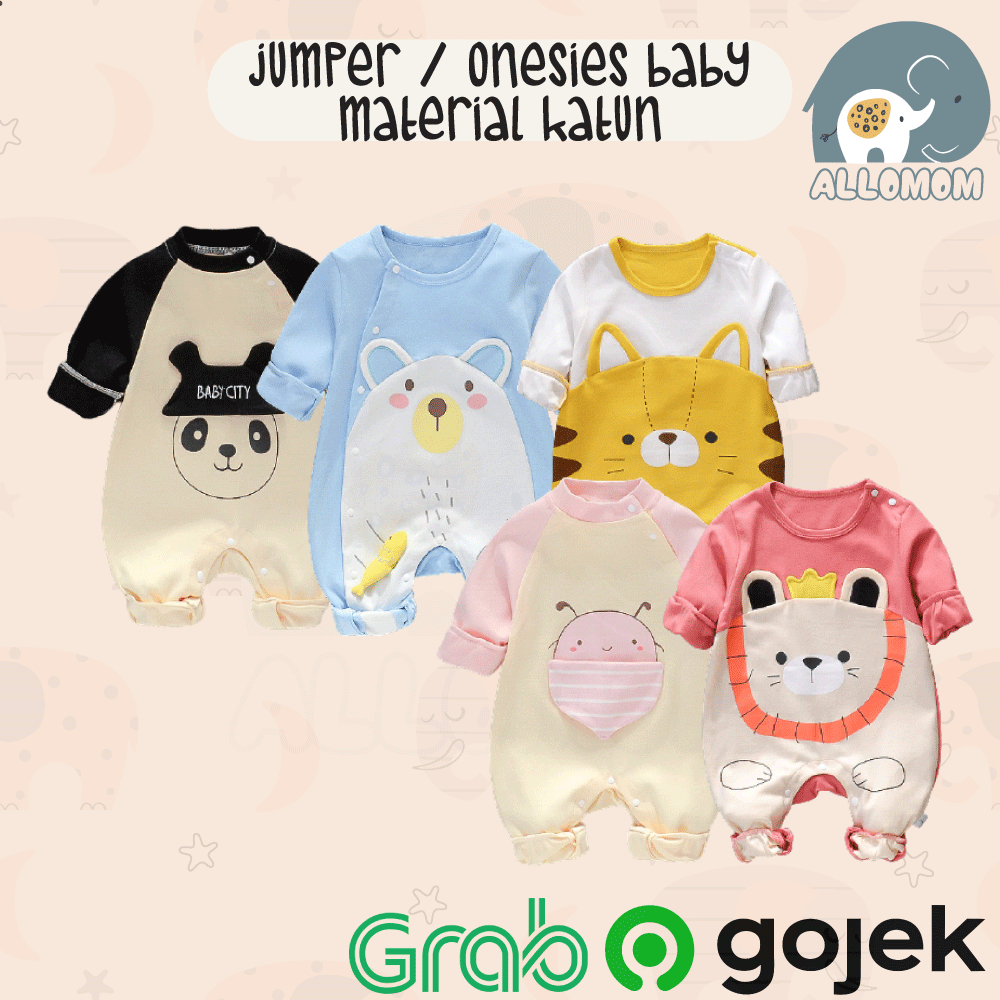 Jumper Panjang Baby / Baju Bayi / Romper Kodok Material Katun 100%