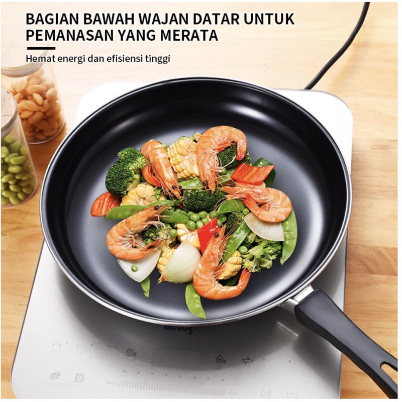 Teflon Fry Pan Hitam Set Isi 2PCS - Wajan Penggorengan Set 24CM &amp; 18CM - Teplon Anti Lengket Non-Stick Multifungsi