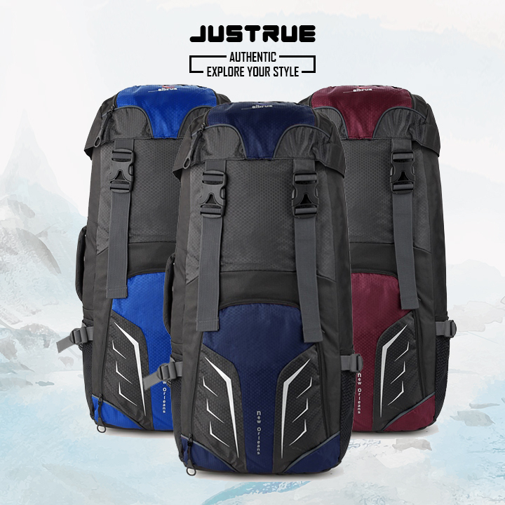 Justrue Tas Gunung Carrier 60 Liter Ransel Pendaki 60L Navy 308