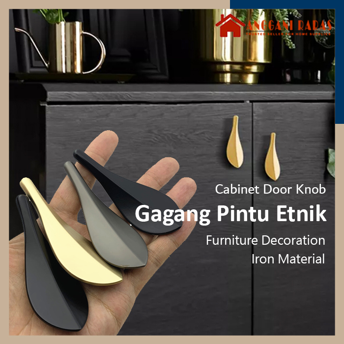 Handle Lemari Gagang Pintu Lemari Tarikan Pintu Minimalis Knob Handle Door Cabinet Leaf Gold 1 PC