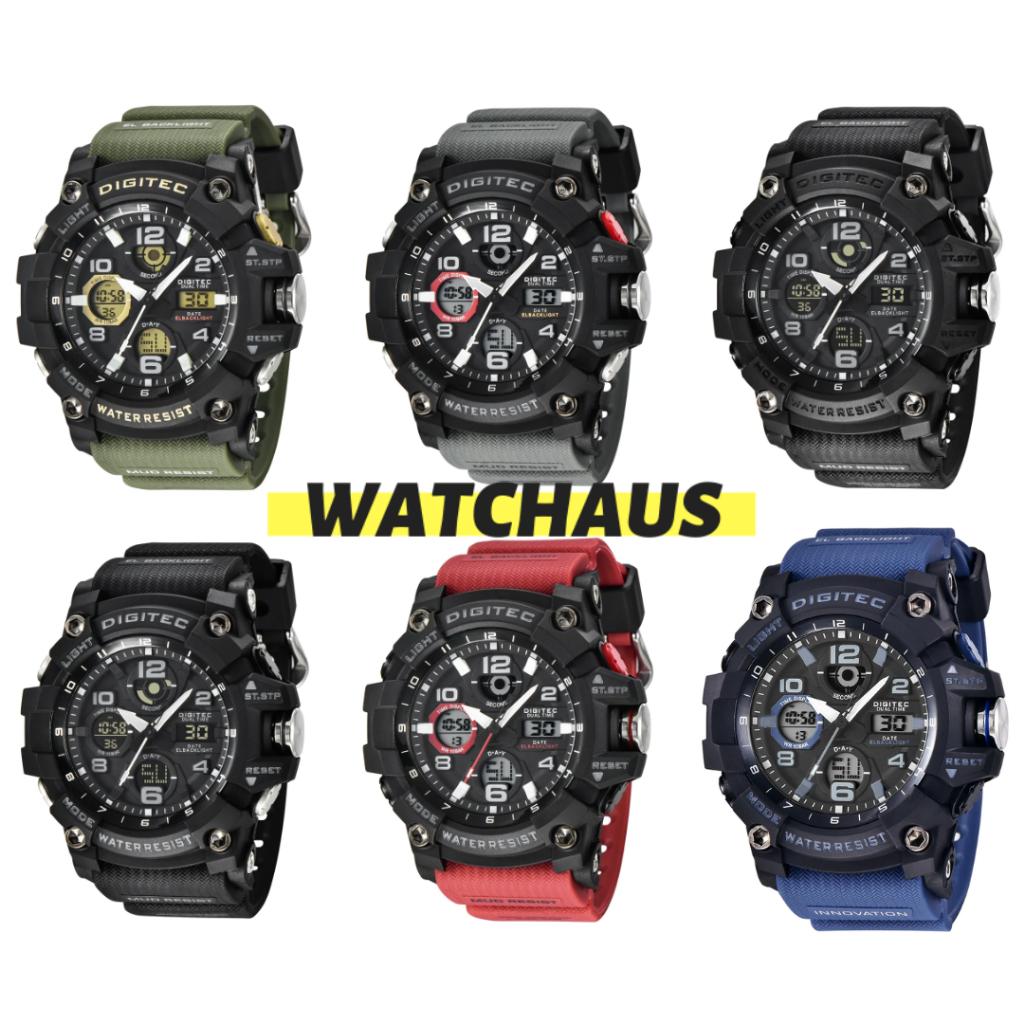 JAM TANGAN PRIA DIGITEC DA2125 DA 2125 ANALOG DIGITAL RESIN/ RUBBER/ KARET STRAP