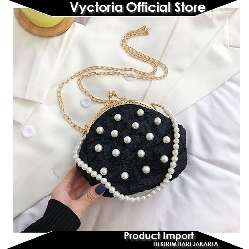 (COD) Vyctoria VOS0525  Tas Pesta Handbag Mutiara Wanita Cantik Import JT0525 0525