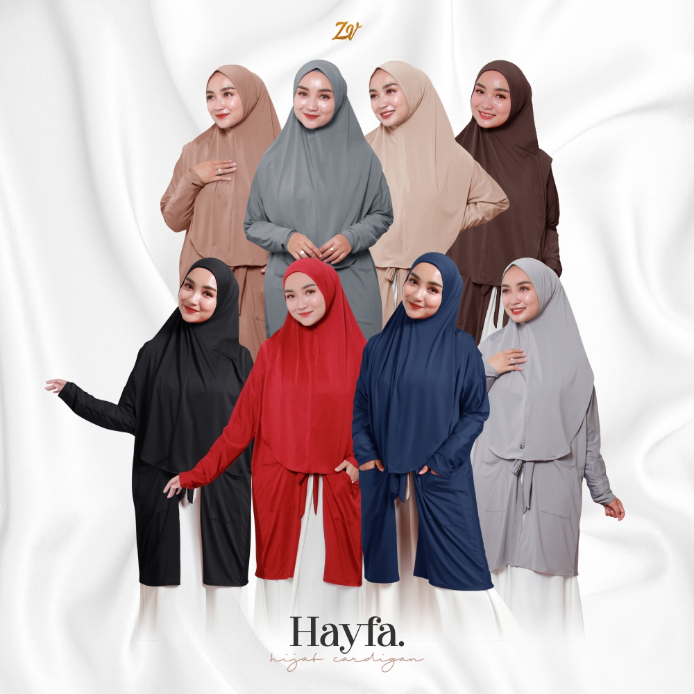 Hayfa Cardigan Hijab l Cardigan Simple plus Hijab Instan l Cardigan By Zaneva
